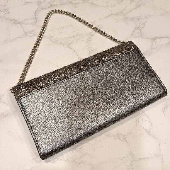 Kate Spade Gunmetal Gray Milou Laurel Way Glitter, RARE Wallet on a Chain - Picture 5 of 11
